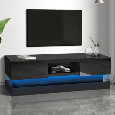 Chemane Modern TV Stand for TVs up to 65"", 16 Color LED Light Entertainment Center with 2 Drawers -  Ivy Bronx, 850F13B63BD5447AA9FDE08EC35F3F4A