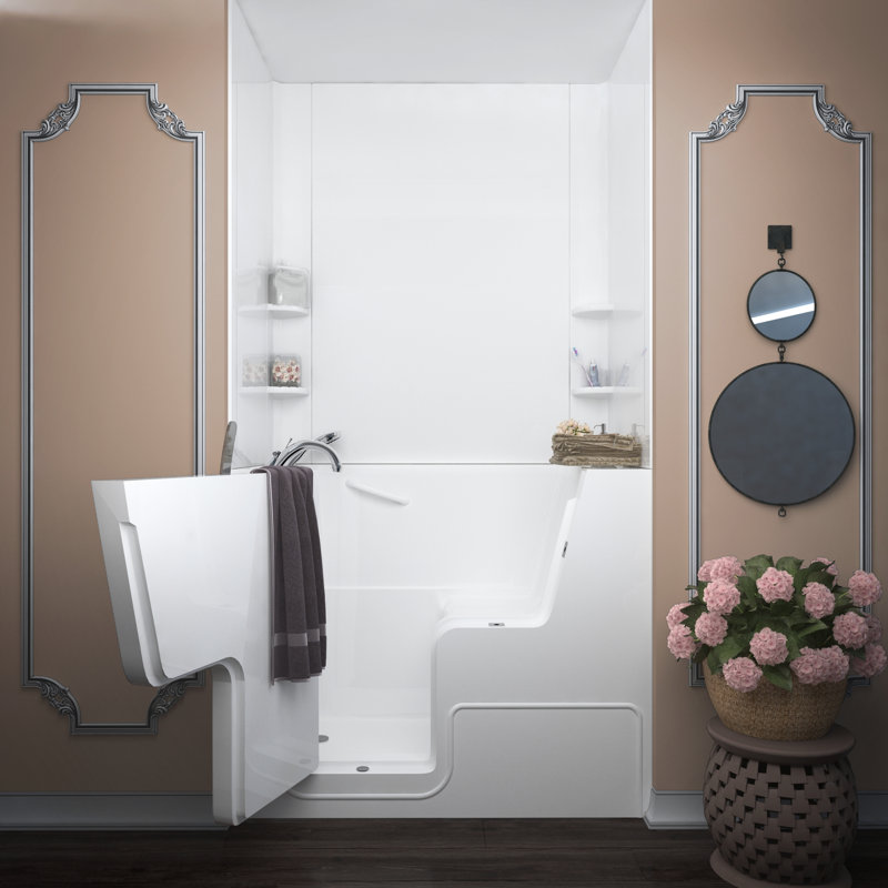 Mohave 53'' x 29'' Fiberglass Bathtub with Faucet, Left