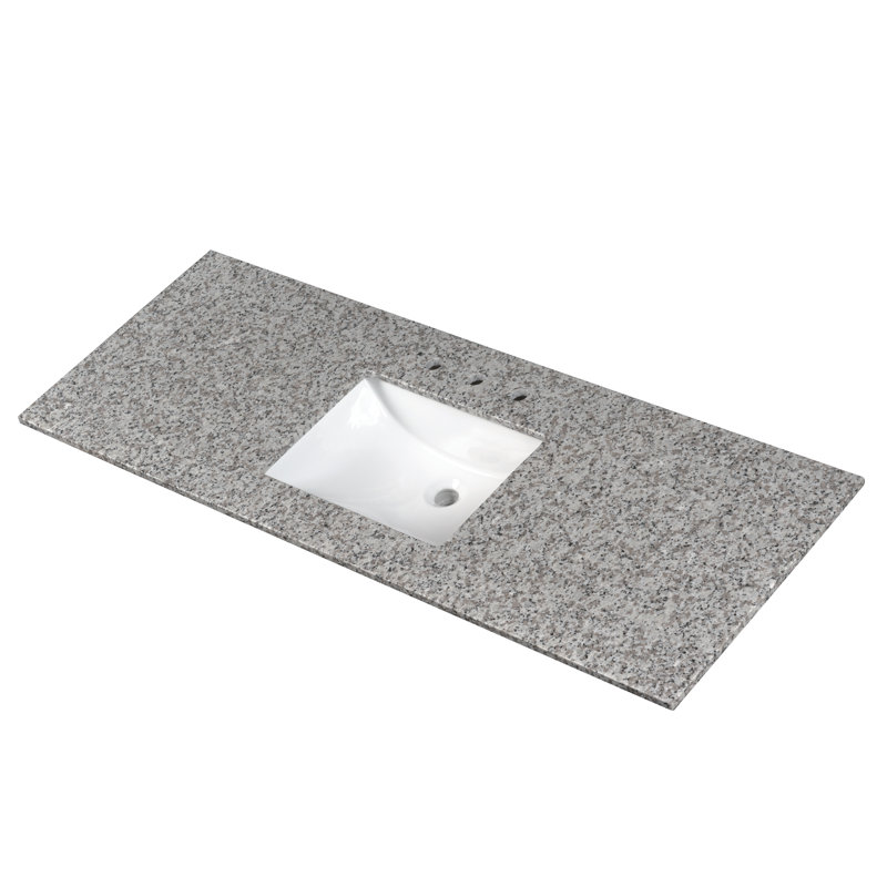 Comptoir de meuble-lavabo à simple cuve en granite 61 po x 22 po LustreLine, Marin argenté