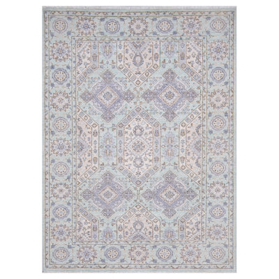 High-Quality Hand-Knotted Light Blue Area Rug