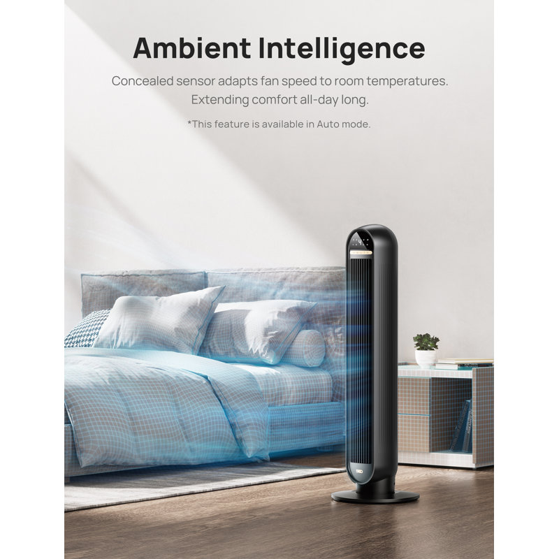  Ventilateurs de tour Dreo pour la maison, ventilateur de plancher sur pied 36 po avec télécommande, ventilateur oscillant à 90 °, haute vitesse de 24 pi / s, affichage DEL, 4 vitesses, 4 modes, minuterie 8H, ventilateur de chambre silencieux