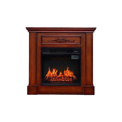 Walnut Manufactured Wood Electric Fireplace