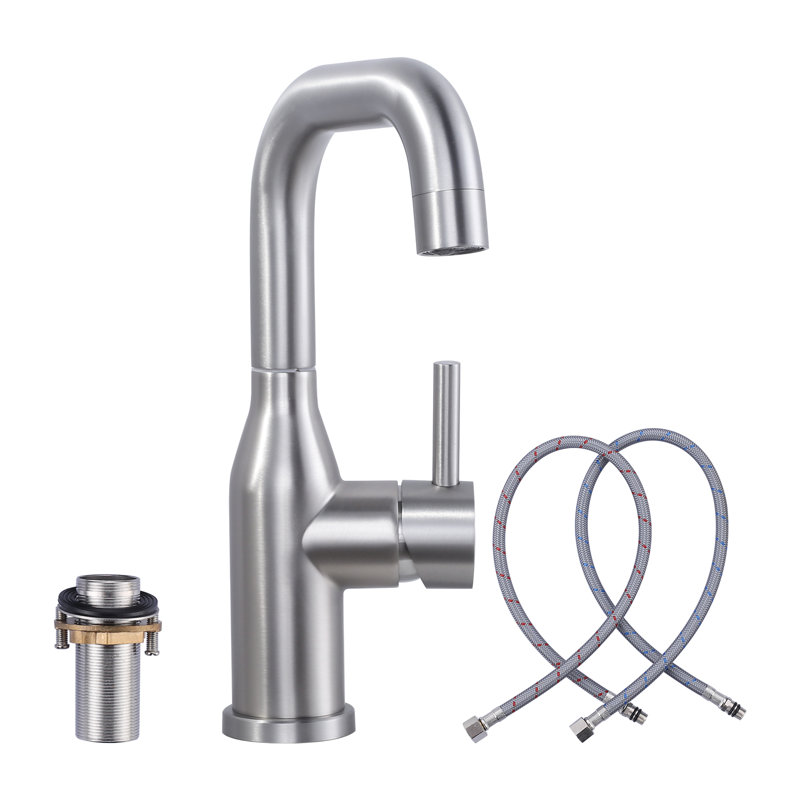 Stainless Steel Kitchen Faucet High Arc Bar Faucet With Supply Lines, Brushed Nickel