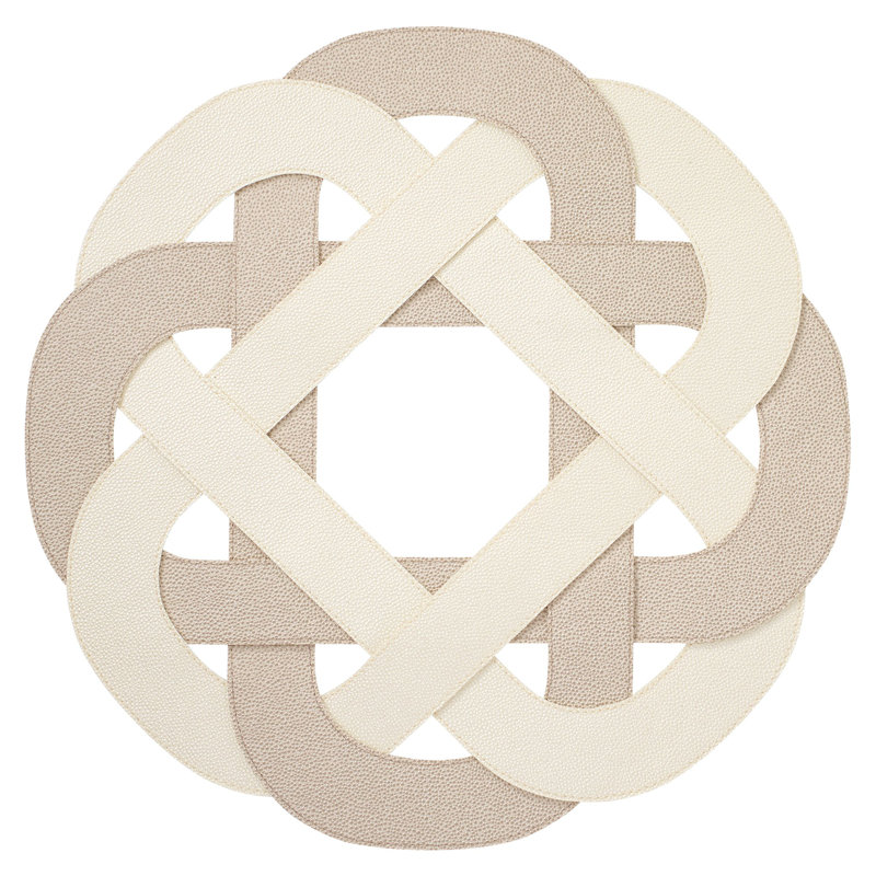 Primrose 100% Pthalate-free Vinyl Round Placemats, Oyster;Pearl