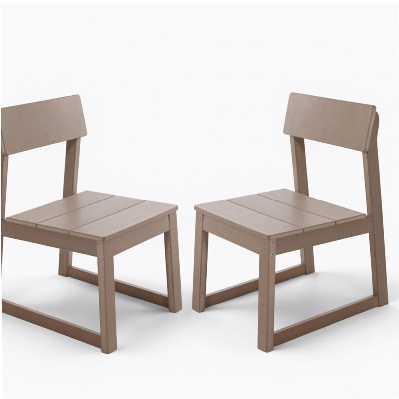 Ensemble de 2 chaises de salle à manger intérieures / extérieures en PEHD gris, chaises de jardin et de patio toutes saisons avec dossier moderne