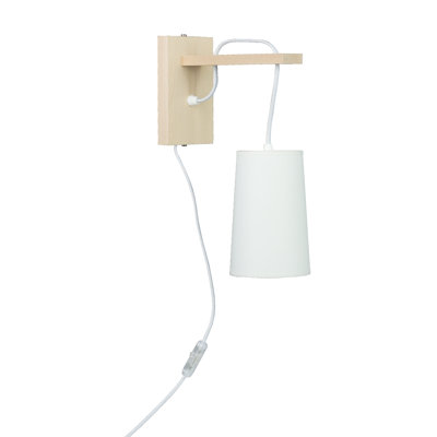 Rollo Wood Plug-in Armed Sconce