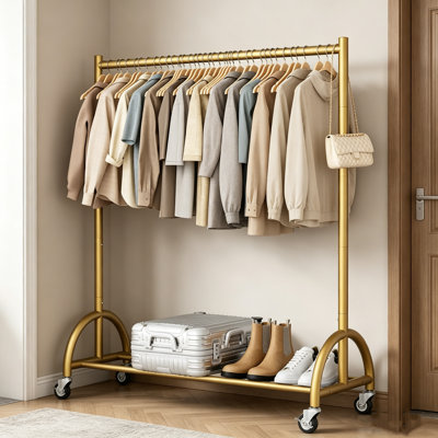 Grand porte-vêtements autoportant avec base stable en demi-cercle, support à vêtements renforcé à joints renforcés, grand organisateur de manteau de rangement pour l'entrée de la chambre à coucher