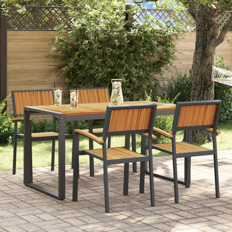 Rectangular 5 - Piece 4 - Person 140Cm L Outdoor Table Set