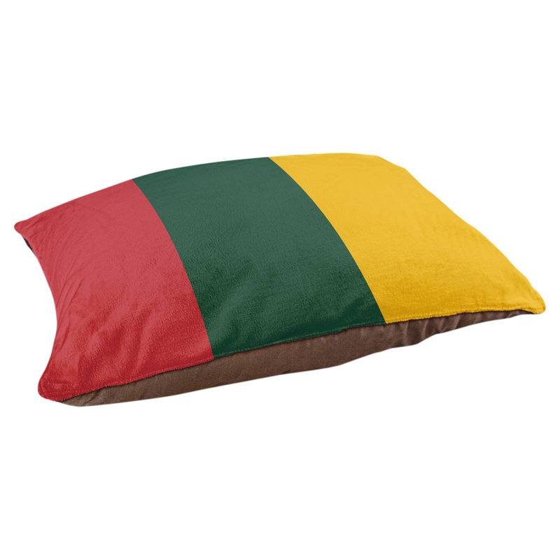Coussin rectangulaire designer Los Angeles Anaheim, Moyen (L 30 po x l 40 po), Fer rouge / vert forêt / or récolte