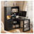 L-Shaped Computer Desk with Built-In Charging Station, Drawers, and Bookshelf, Black