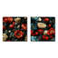 Ensemble de 2 pièces carrées florales rouge foncé et beige-102679324