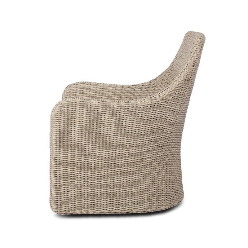 Blaire Outdoor Swivel Lounge Chair, Vintage White, Arashi Salt