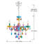 Éclairage lustres en cristal multicolores, design pastel, lustre coloré parfait pour l'espace de chambre à coucher, P 23 po x H 22 po, chaînes réglables de 60 po, douilles E12 x 5, couleur jeunes spiritueux