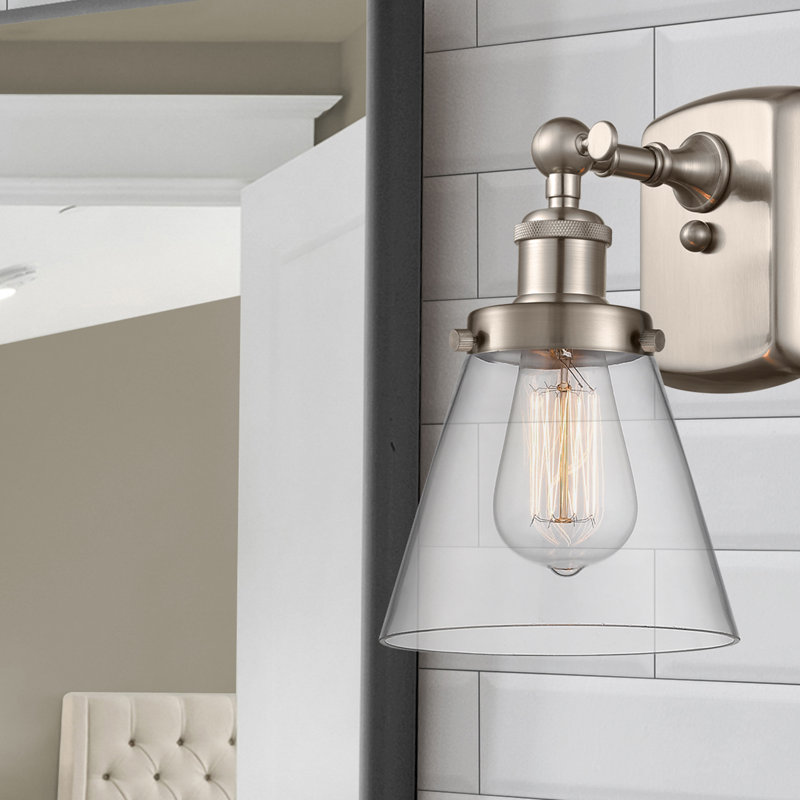Ballston Urban Cone 1 Light 6" Sconce, LED, Clear, Brushed Satin Nickel