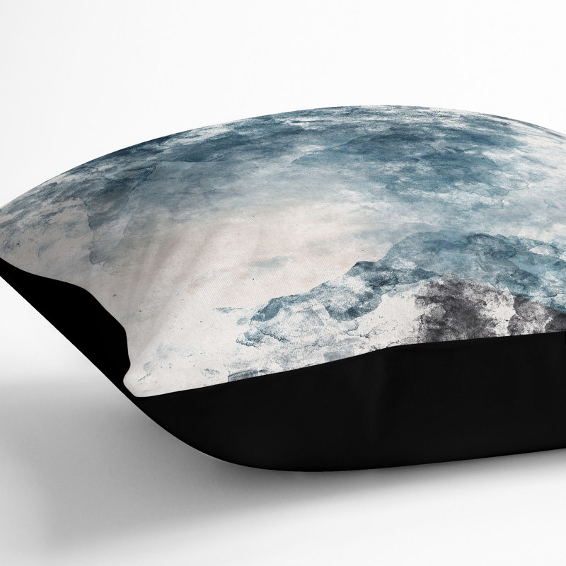 Cloud Touching the Mountains Cushion with Filling, 40cm H x 40cm W x 15cm D, Black