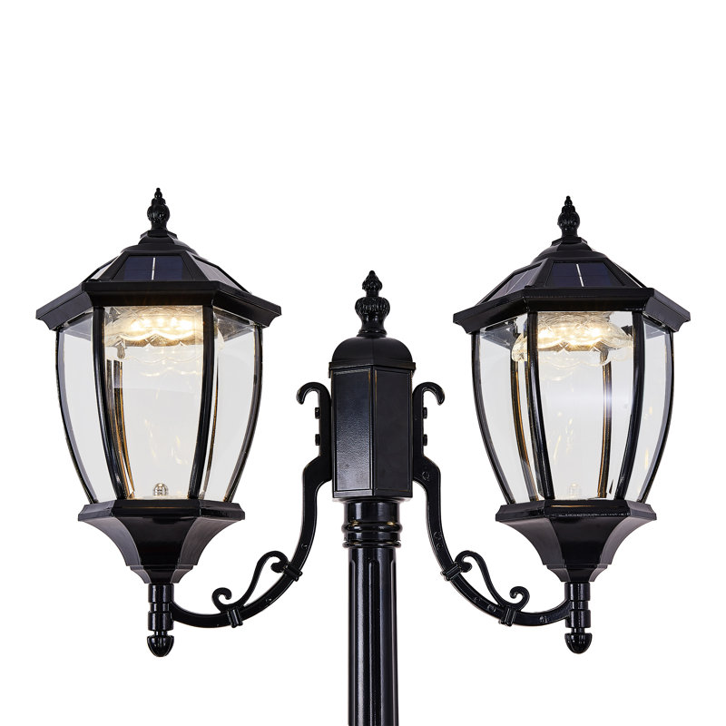 2-heads Outdoor Solar Lamp Post Lights With Dusk To Dawn Sensor