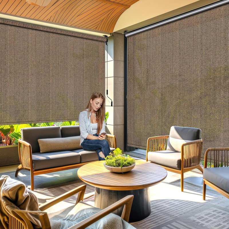 Hls024kd-1 Hdpe Vertical Retractable Awning, Brown, 240cm H x 180cm W