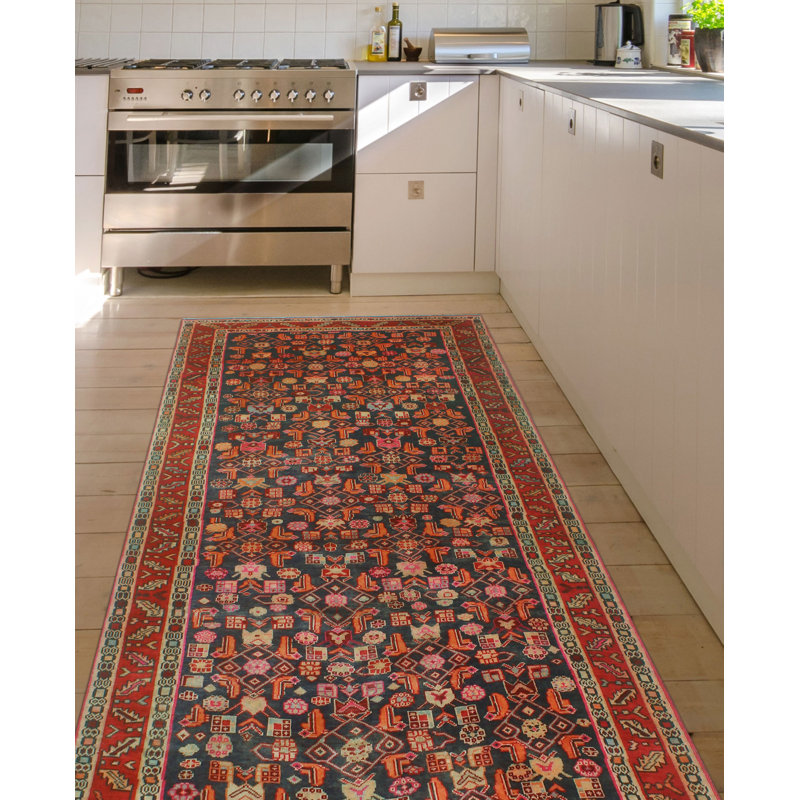 One-of-a-Kind 4'3" X 9'6" New Age Runner Wool Area Rug in
