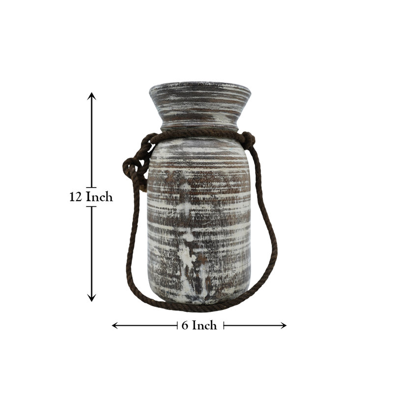 Fabdivine Hand-Turned Wooden Vase for Living Room