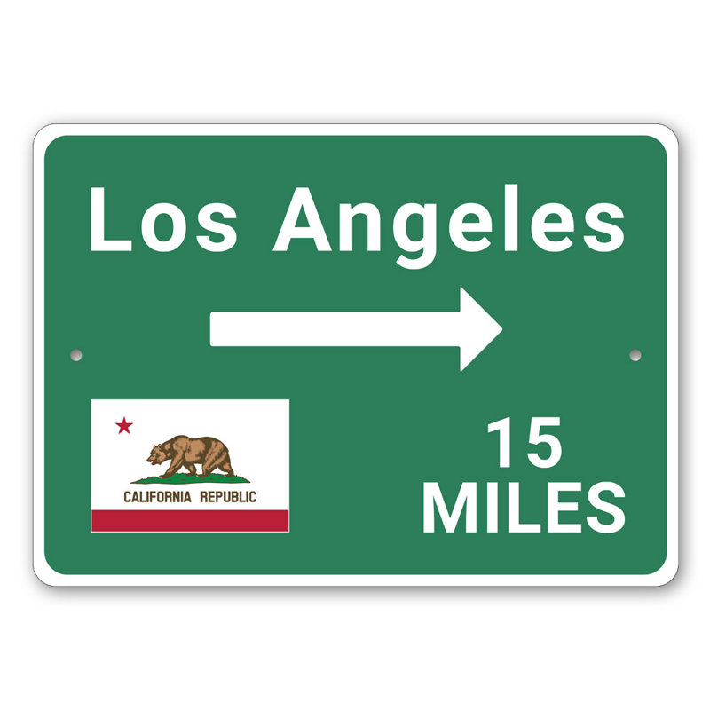 Enseigne en aluminium Los Angeles, H 10 po x l 14 po x P 0,04 po