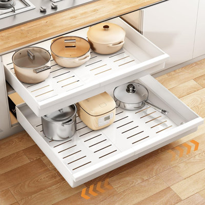 Expandable Pull out Cabinet Organizer(2 Pack)-White