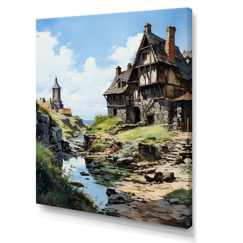 «French Coastal Village In Brittany III - France», reproduction d'art sur toile, Toile tendue, H 44 po x l 34 po x P 1,5 po