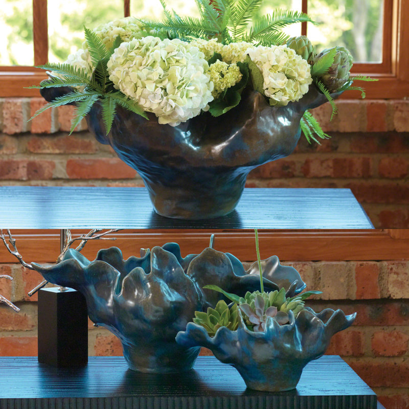 Meteor Decorative Bowl, Blue, Small (6.5'' H x 13'' W x 7.75'' D)