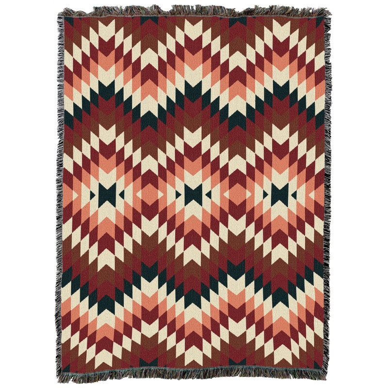 Jeté en coton Pure Country Weavers, Rouge / noir / chevron blanc