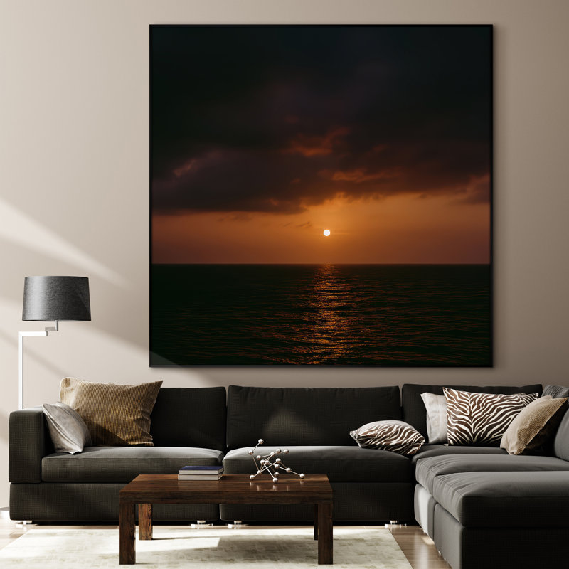 Très grande reproduction d'art sur toile - Coucher de soleil sur la nature, paysage océanique, œuvre d'art pour le salon ou la chambre à coucher