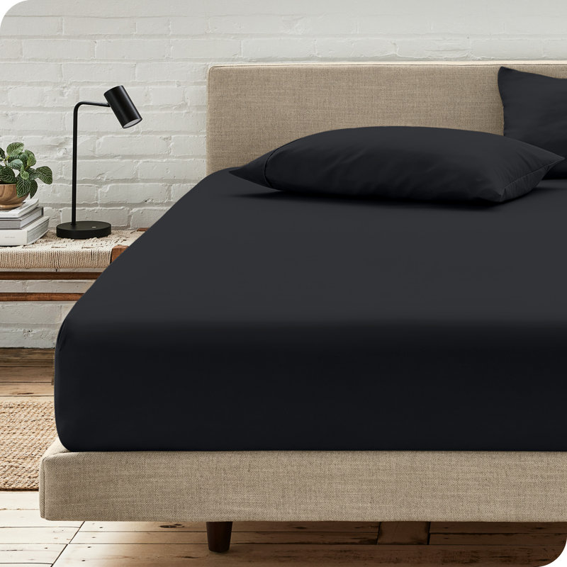 Ensemble de drap-housse en microfibre avec taie d'oreiller   , Noir, Drap-housse très grand avec 2 taies d'oreiller