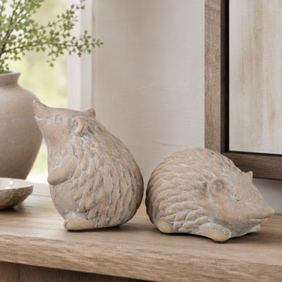 Hedgehog Ceramic Statue Set of 2