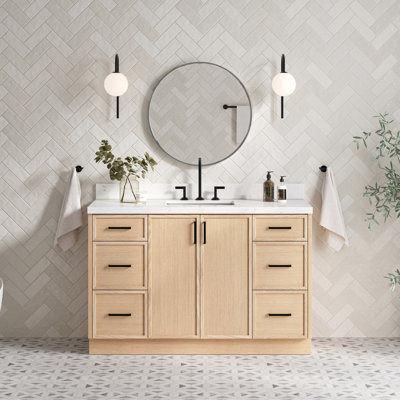 ARIEL Kelly 54 Single Sink Bathroom Vanity with Carrara Quartz Top