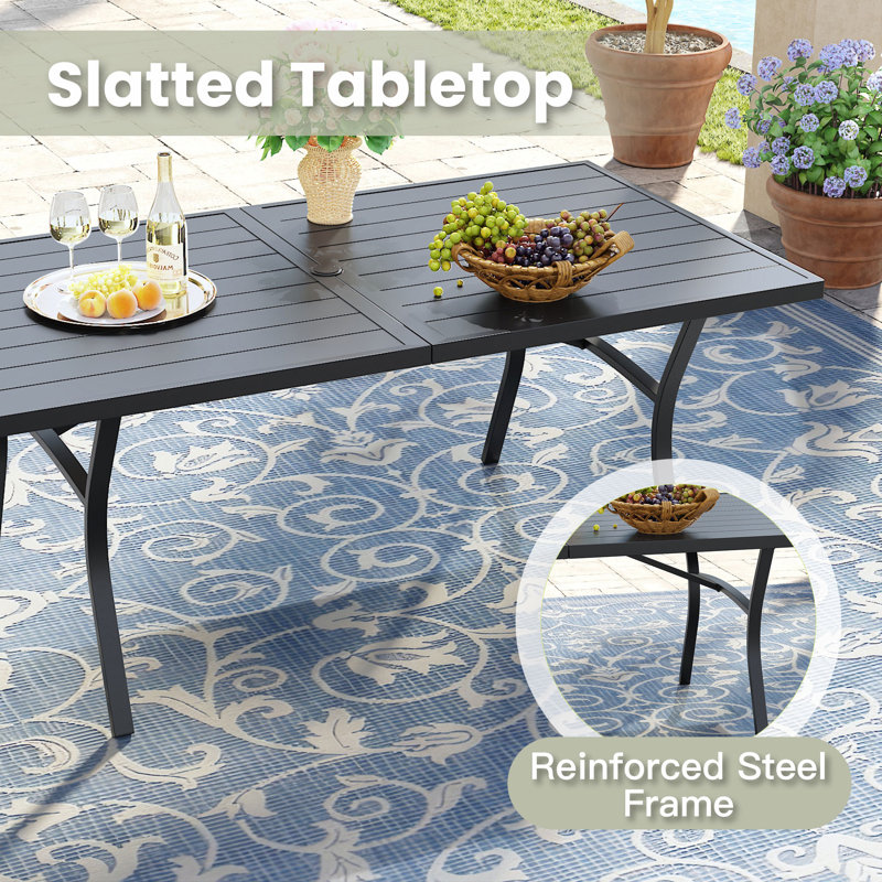 Rectangular Outdoor Dining Table, Black