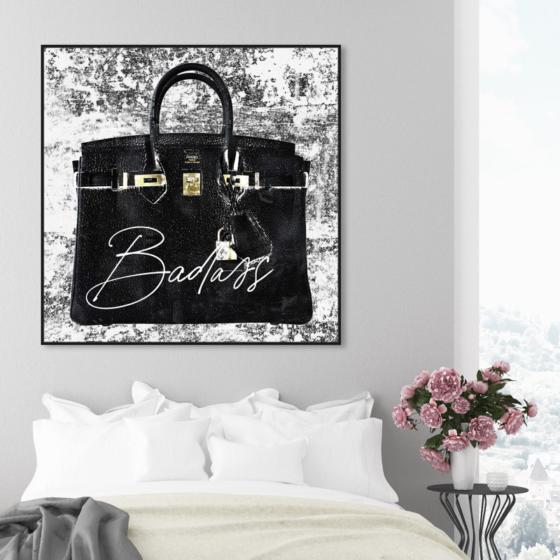 " Super Birkin Women Handbags ", 30" H x 30" W, Black Framed
