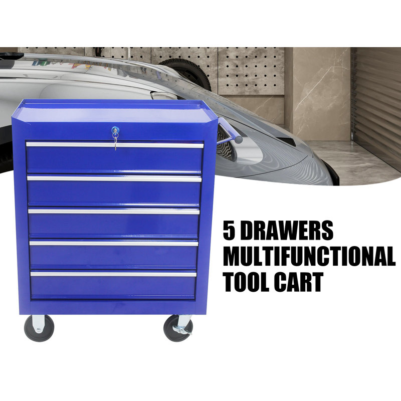 5-drawer Rolling Tool Box With Interlock System And Wheels, Rolling Tool Chest, For Garage, Warehouse, Workshop, Repair Shop