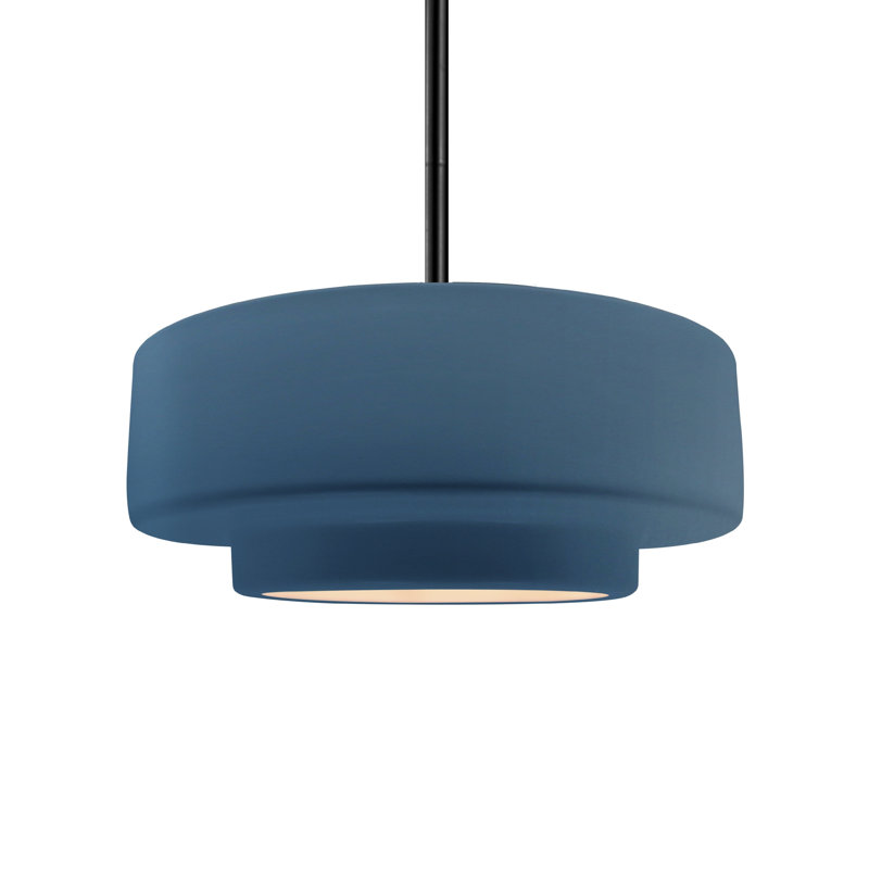 Luminaire suspendu à 1 lumière Meydan, Ciel à minuit / blanc mat, H 5,25 po x l 14,5 po x P 14,5 po, Matte Black