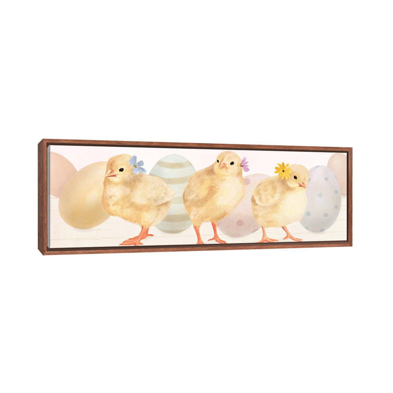 «Spring on the Farm Collection D» par Victoria Borges - impression panoramique, Toile avec cadre brun