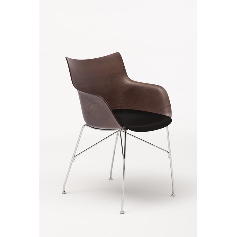 SmartWood Arm Chair, Ash Dark Wood with Chrome
