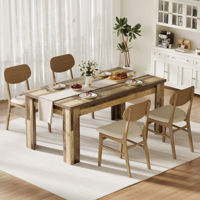 63" Inch Large Dining Table for 4-6, Dining Room Table for 4, Dinner Table for Kitchen, Farmhouse Dinette Table for 4, Rectangular Kitchen Table with
