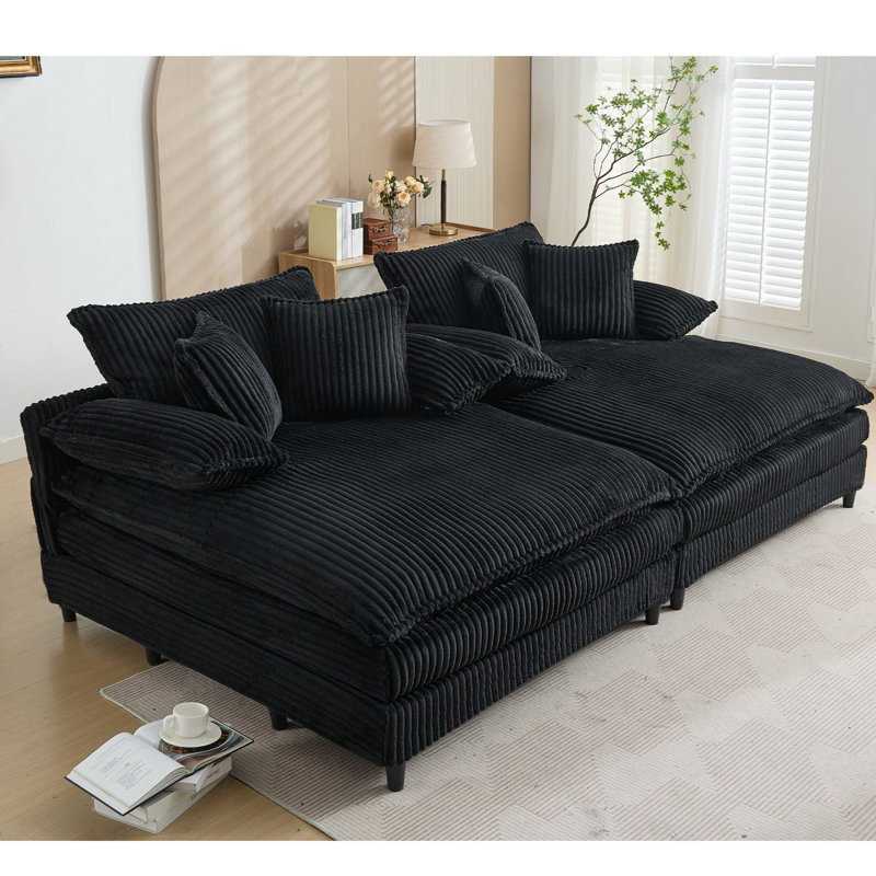 Méridienne surdimensionnée double l 109 po, Noir
