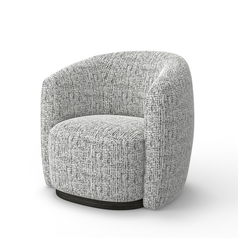 Upholstered Swivel Barrel Chair with Wood Base, Modern Accent Chair - Fully Assembled, Nightshade