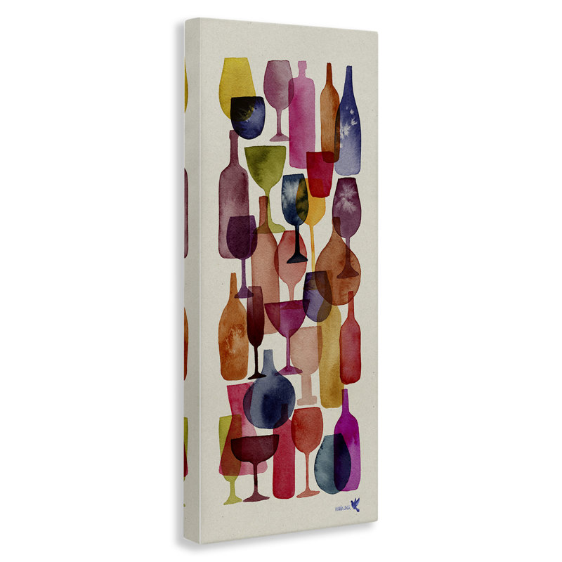 Colorful Wine Glasses and Bottles Canvas Wall Art