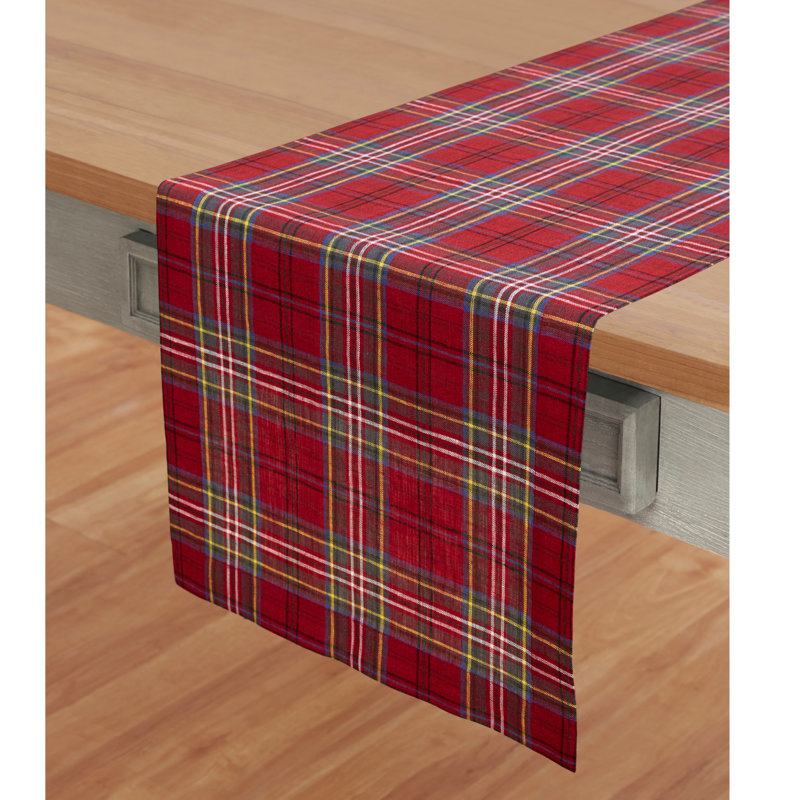 Classic Tartan Plaid - 100% Pure Linen Table Runner, 144" x 14"