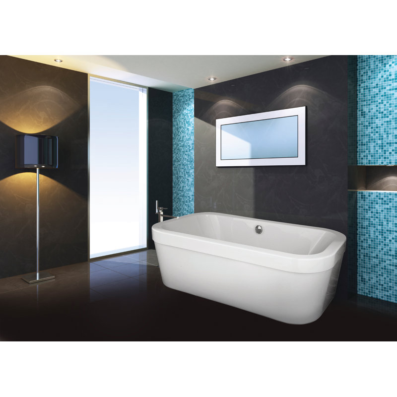 Elizabeth 72'' L Freestanding Soaking Bathtub, Satin Nickel