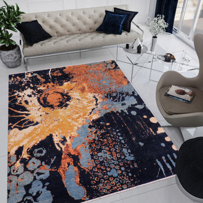 Tapis gris / rouille noué à la main de conception unique des années 1990 8 pi 11 po x 12 pi 2 po Kellyanna