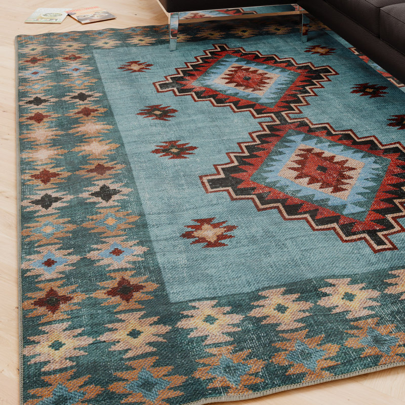 Vintage Look Cotton Flatweave Area Rug, 160cm x 230cm