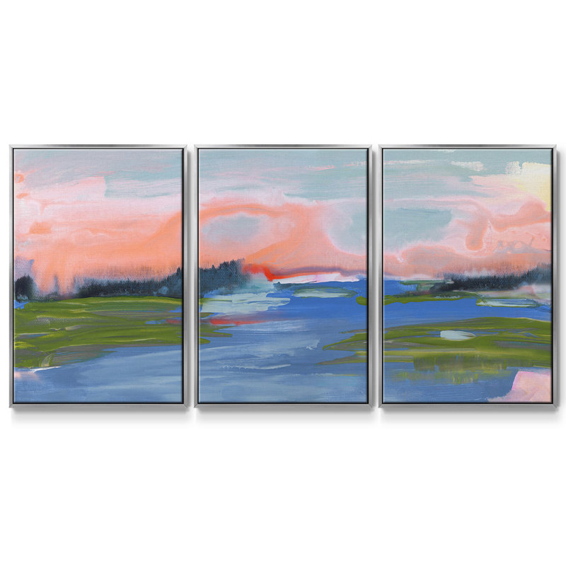 Kattskill Bay - 3 pièces, reproduction sur toile, Argent, H 36 po x l 75 po x P 2 po