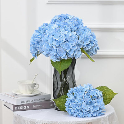 3 pièces hortensias fleurs artificielles, latex véritable hortensias réalistes fleurs d'hortensias pour les décorations de fête Bouquets de mariage centres de table