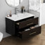 Meuble-lavabo noir brillant de 30 pouces avec lavabo en céramique, solution de rangement moderne pour les petits espaces