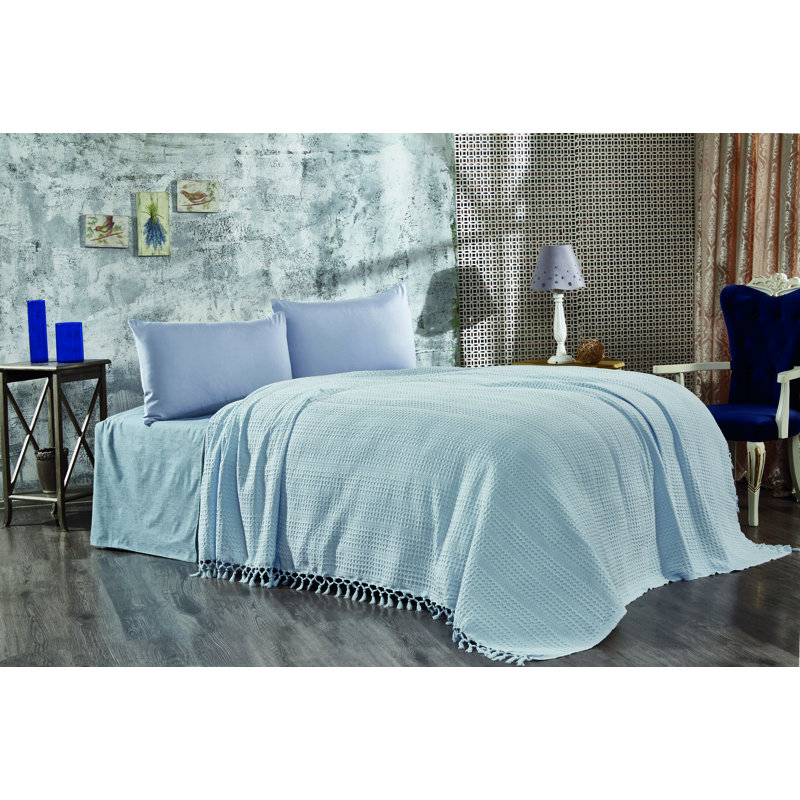 Couvre-lit / couvre-lit 100% coton Damaris, Bleu clair